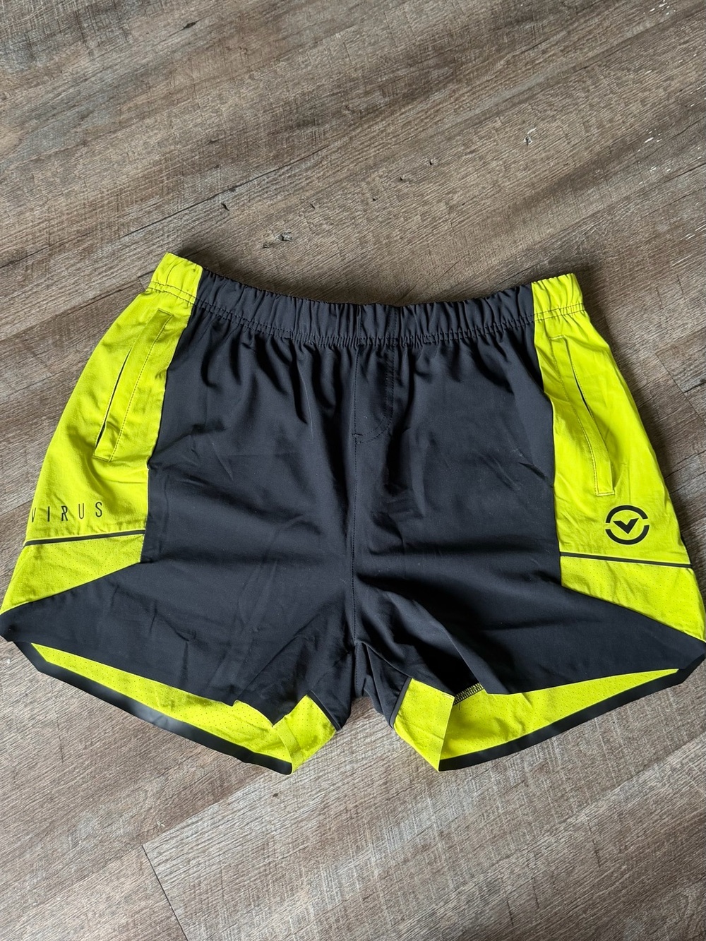 Virus Black & Neon Yellow Men's Athletic Shorts